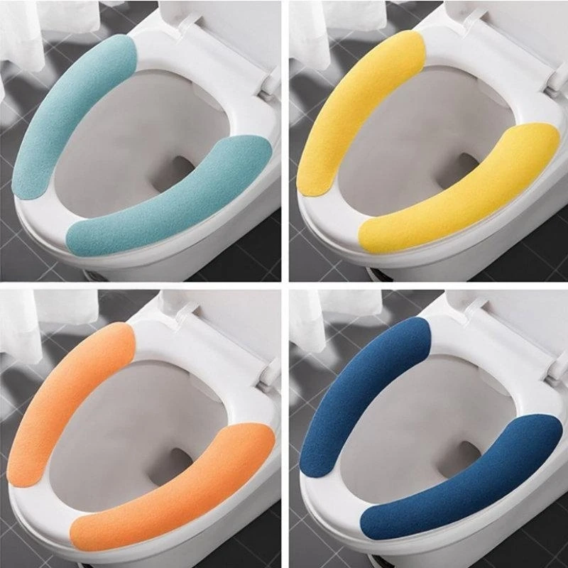 2Pc/set Reusable Warm Flannel Toilet Seat Cover Washable Seat Filling Bathroom Mat Cover