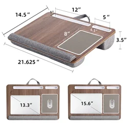 Versatile Laptop Desk with Double Groove Design and Built-in Mouse Pad (D-66 COFFEE)