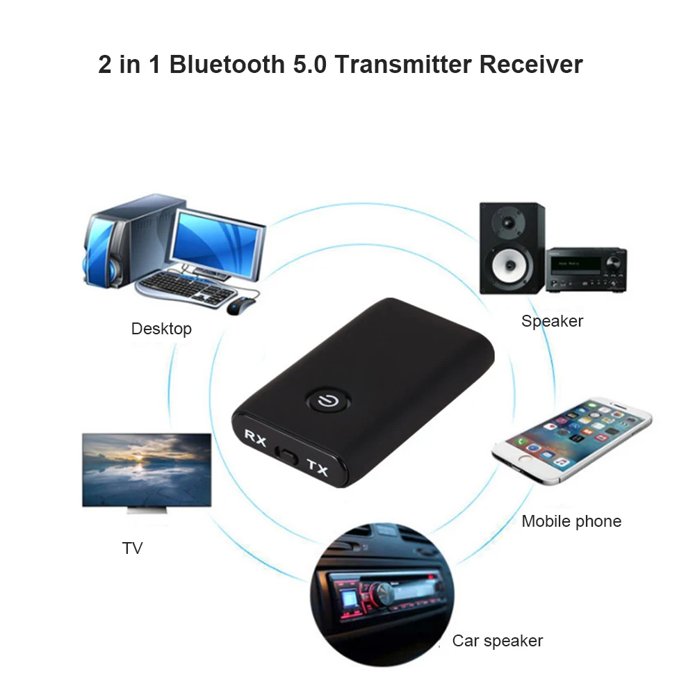 Chargable 2 in 1 Wireless Bluetooth-compatible5.0 Transmitter Receiver For TV PC Car Speaker 3.5mm AUX Hifi Music Audio Adapter