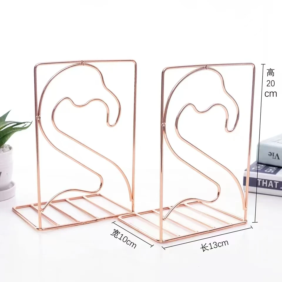 2PCS/Pair Creative Cactus Flamingo Love Shaped Metal Bookends Desk Organizer Storage Holder Shelf Iron Support Holder For Books