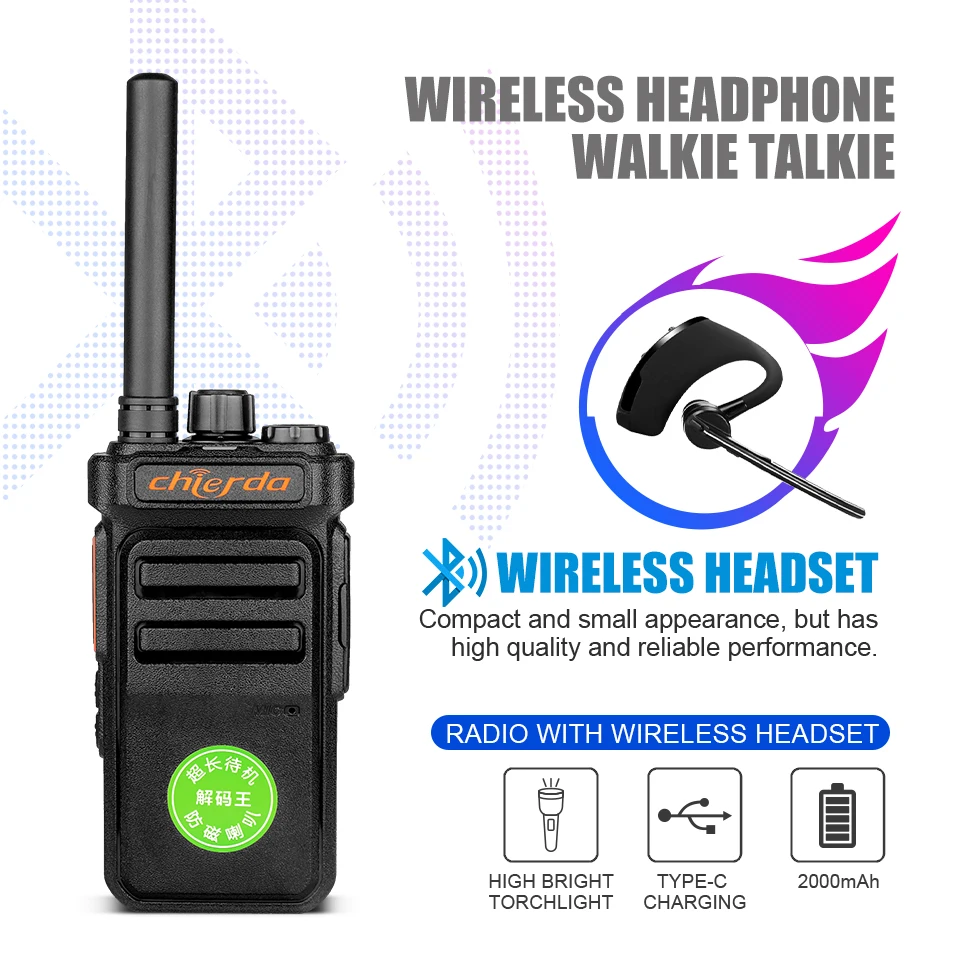 Chierda 101Plus Mini Walkie Talkie PMR 446 Portable Two-way Radio Bluetooth  Walkie Talkie for Hunting Hotel Restaurant - AliExpress