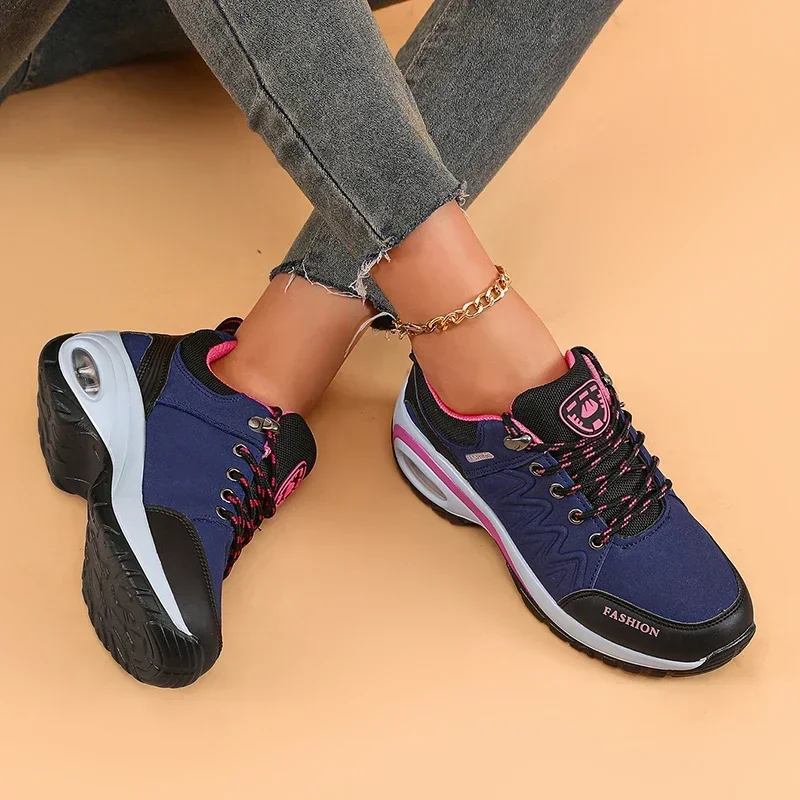 Women's Hiking Shoes Fashionable Luxurious Wedge Running Shoes Shock-absorbing Breathable Comfortable Outdoor Camping Sneakers