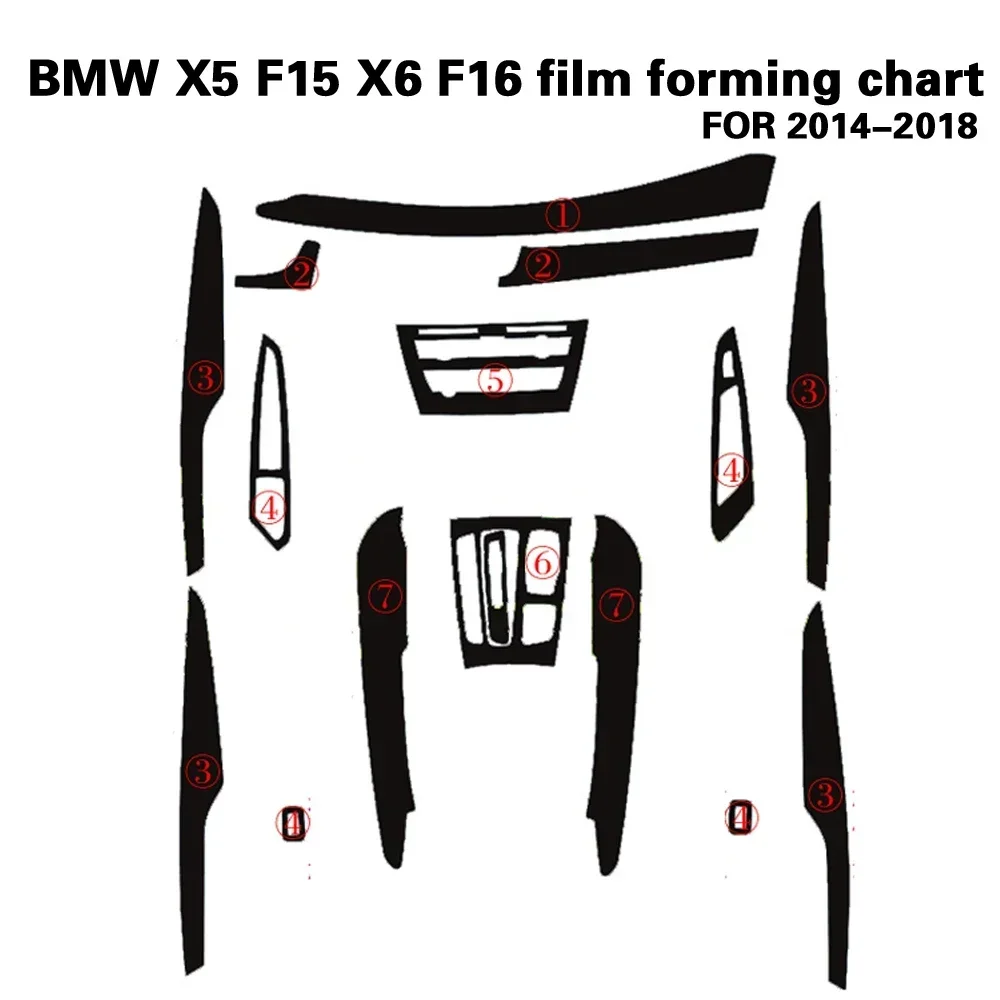 

For BMW X5 F15/X6 F16 2014-18 Interior Central Control Panel Door Handle 5D Carbon Fiber Stickers Decals Car Styling Accessories