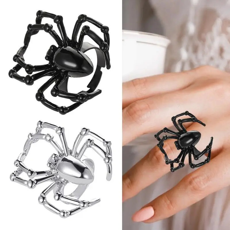 

Кольцо с пауком винтажные кольца в стиле панк в форме паука, регулируемые открытые кольца в готическом стиле