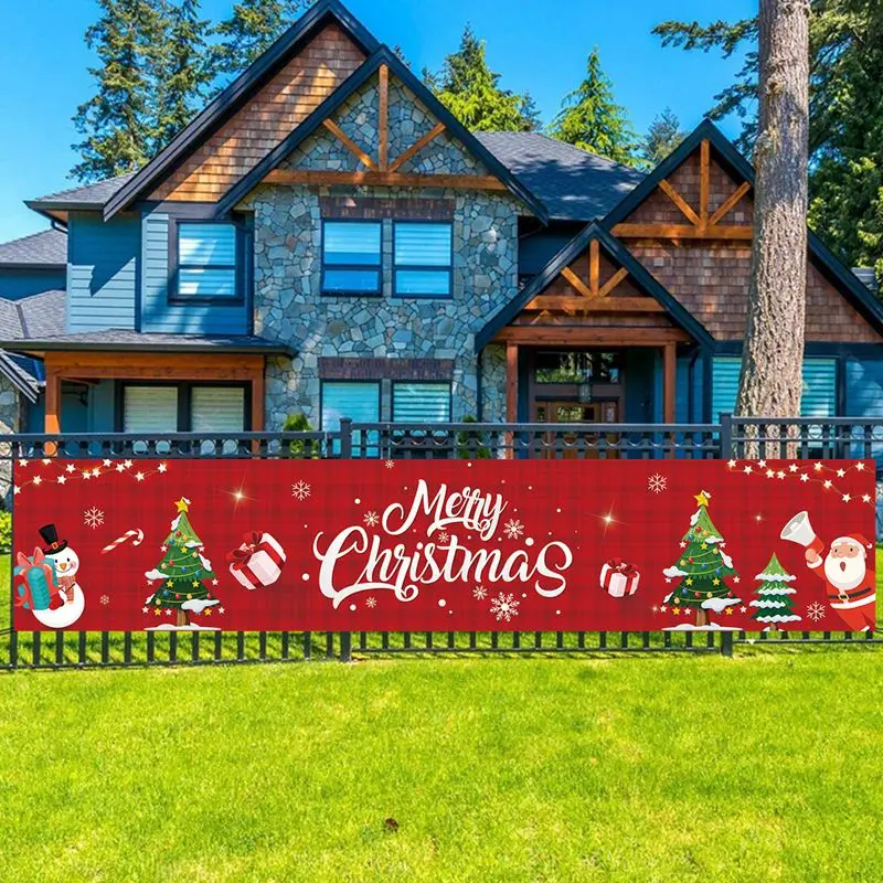 Christmas Outdoor Banner Flag Merry Christmas Decoration 2023 Xmas Ornaments Gifts Navidad Noel Natal Happy New Year 2024