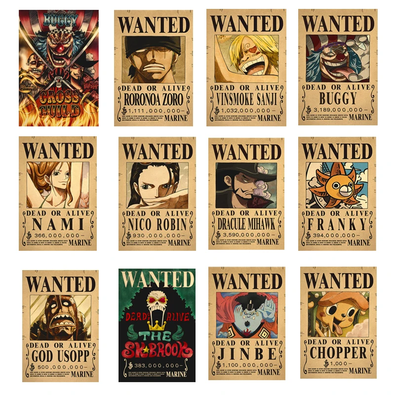 Un Pezzo Rufy New 3 Billion Bounty Wanted Poster Nuovi Quattro Imperatori Kid Law Action Figures Decorazione Vintage Poster Toys Gift