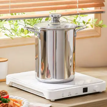 Practical 304 Stainless Steel Deep Fryer Visible Lid Deepened Tempura Fryer With Basket Oil Storage Tank Dormitory