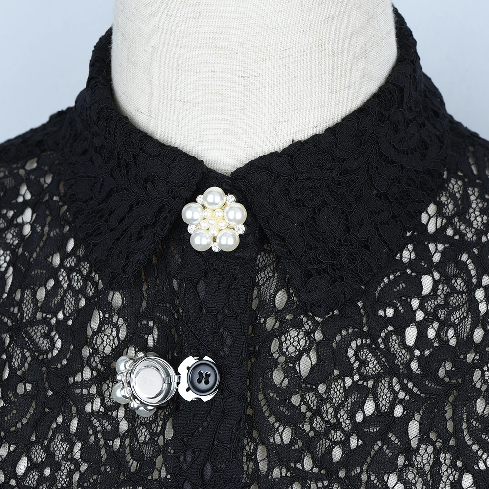 Button Covers Faux Pearl Rhinestone Shirt Cufflinks Pins For Ladies Clothing Sleeve Buttons 2pcs