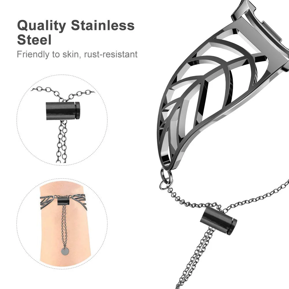 Elegant Stainless Steel Leaf Bracelet Strap