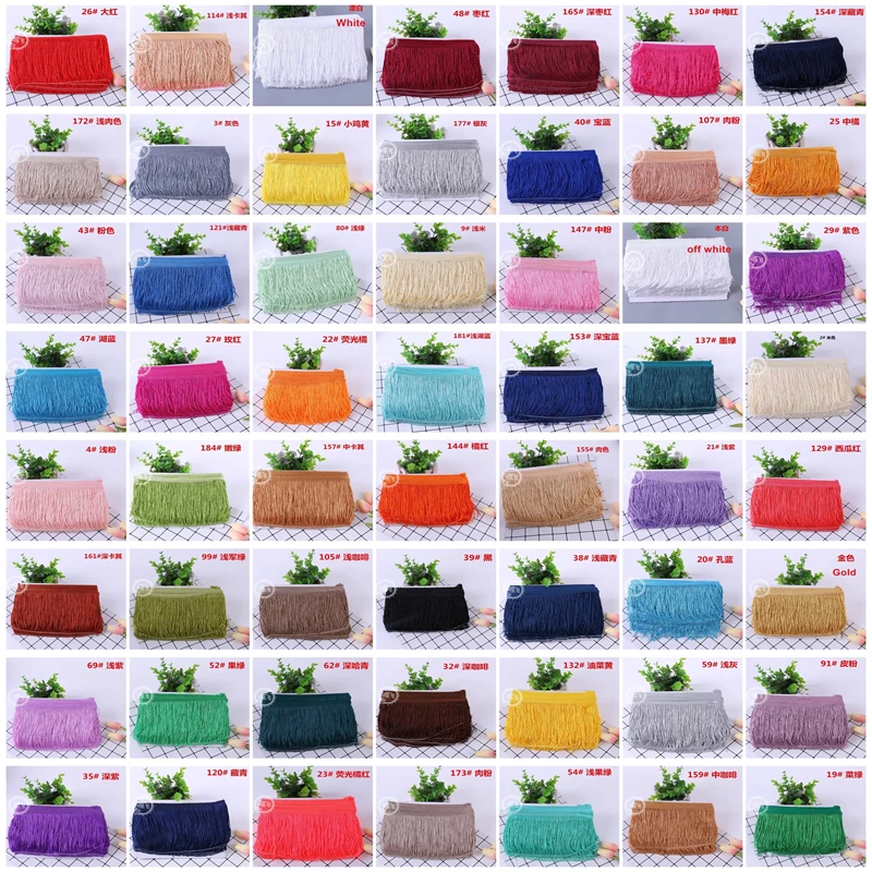 15cm width Polyester Dense Tassel Fringe Trimming Lace curtain Latin stage dance skirts garments DIY Accessories IH40