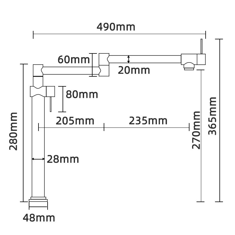 Raccordo A Muro Per Riempimento Pentole In Acciaio Inox – Doppia Articolazione Pieghevole, 5,5 GPM, 2 Maniglie
