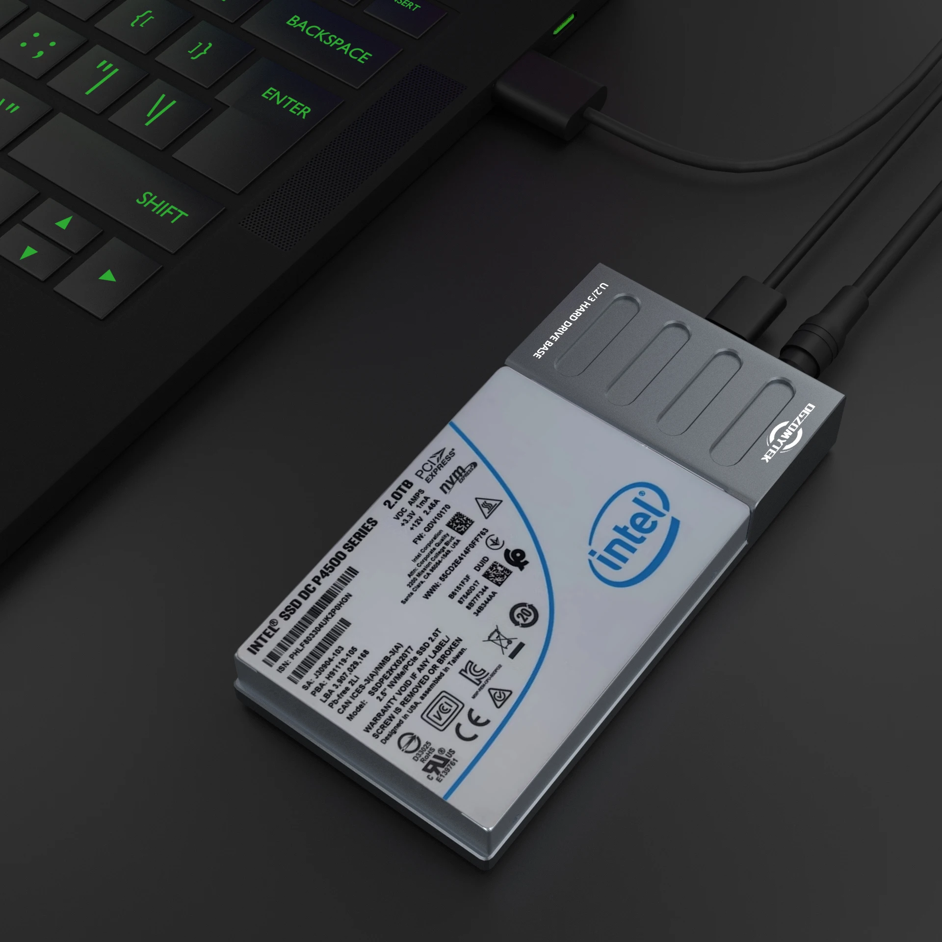 ZOMY USB 3.2 Gen 2 - U.2(SFF-8639) SSD 어댑터 유형 C U.2 NVMe SSD 리더 변환기 2.5인치 7-15mm용 인클로저 도킹 스테이션