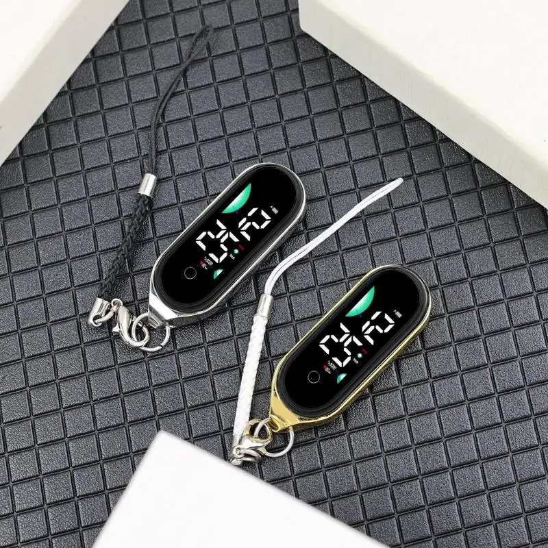 1Pcs 간단한 시간 표시 빛나는 학생 어린이 전자 시계 펜던트 휴대용 소형 시계 크리 에이 티브 끈