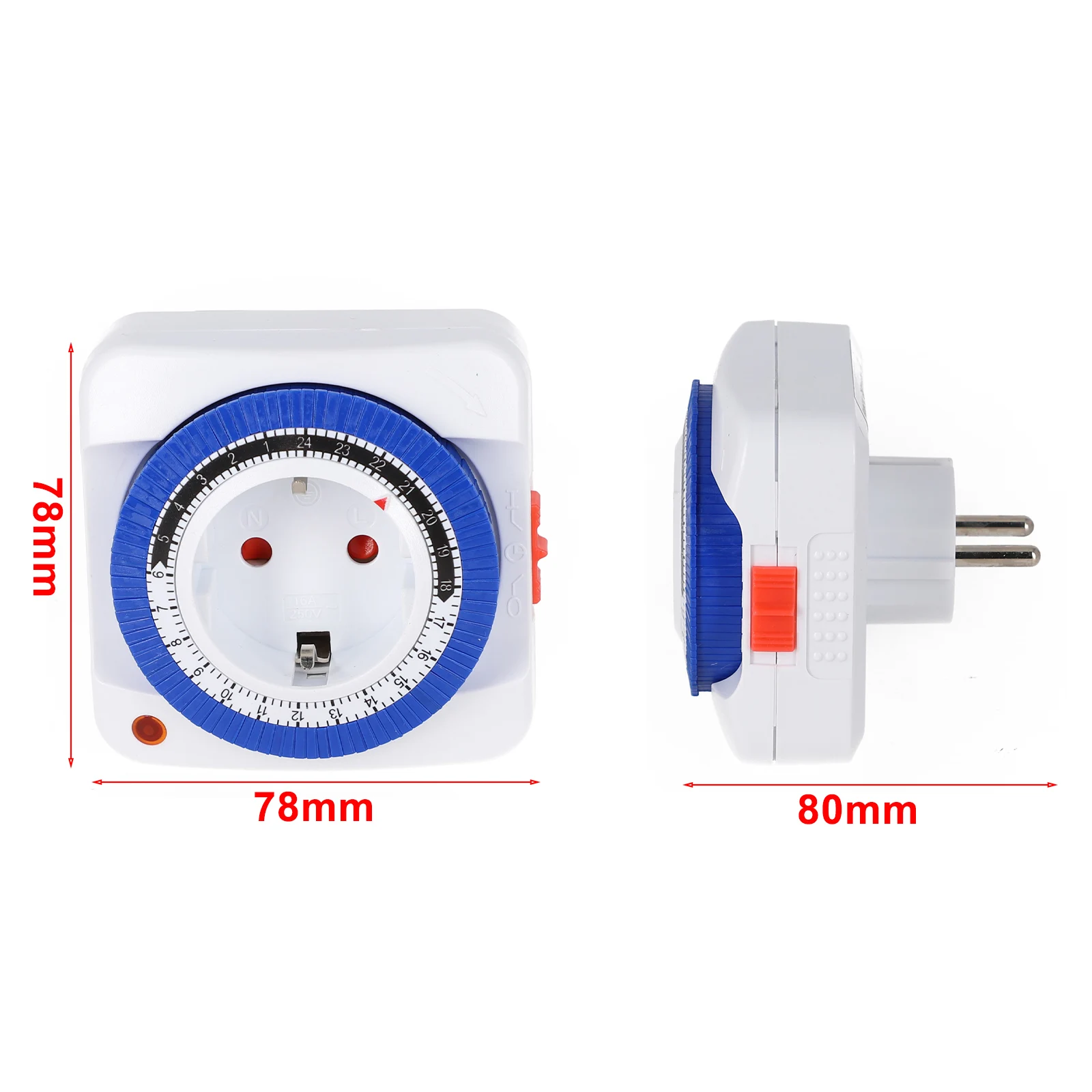 1PCS Countdown Cycle Socket EU 24 Hour Timer Mechanical Switch Timer Programmable Loop Switch Socket Auto Turn On Off 6