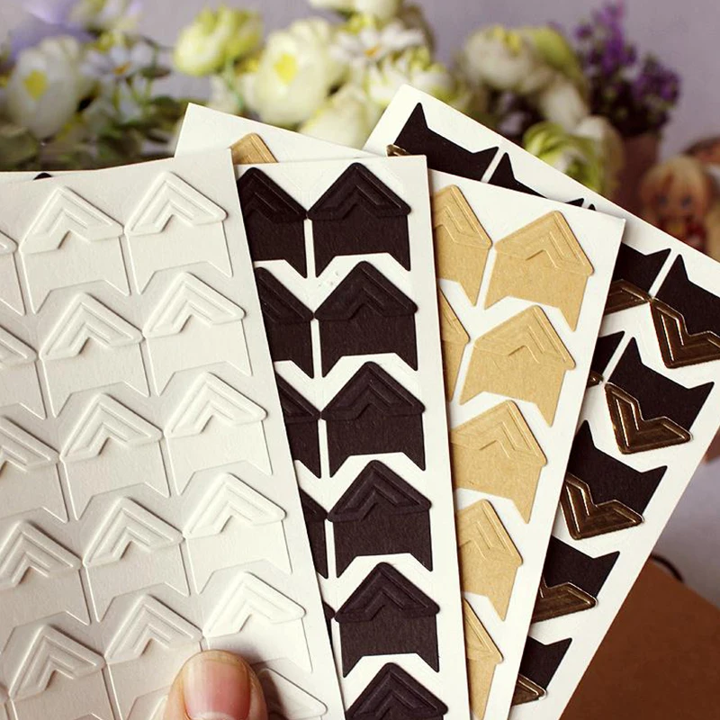 

48Pcs/Lot DIY Vintage Corner Kraft Paper Stickers for Photo Album Frame Decoration Scrapbooking Photo Picture Protect Decor