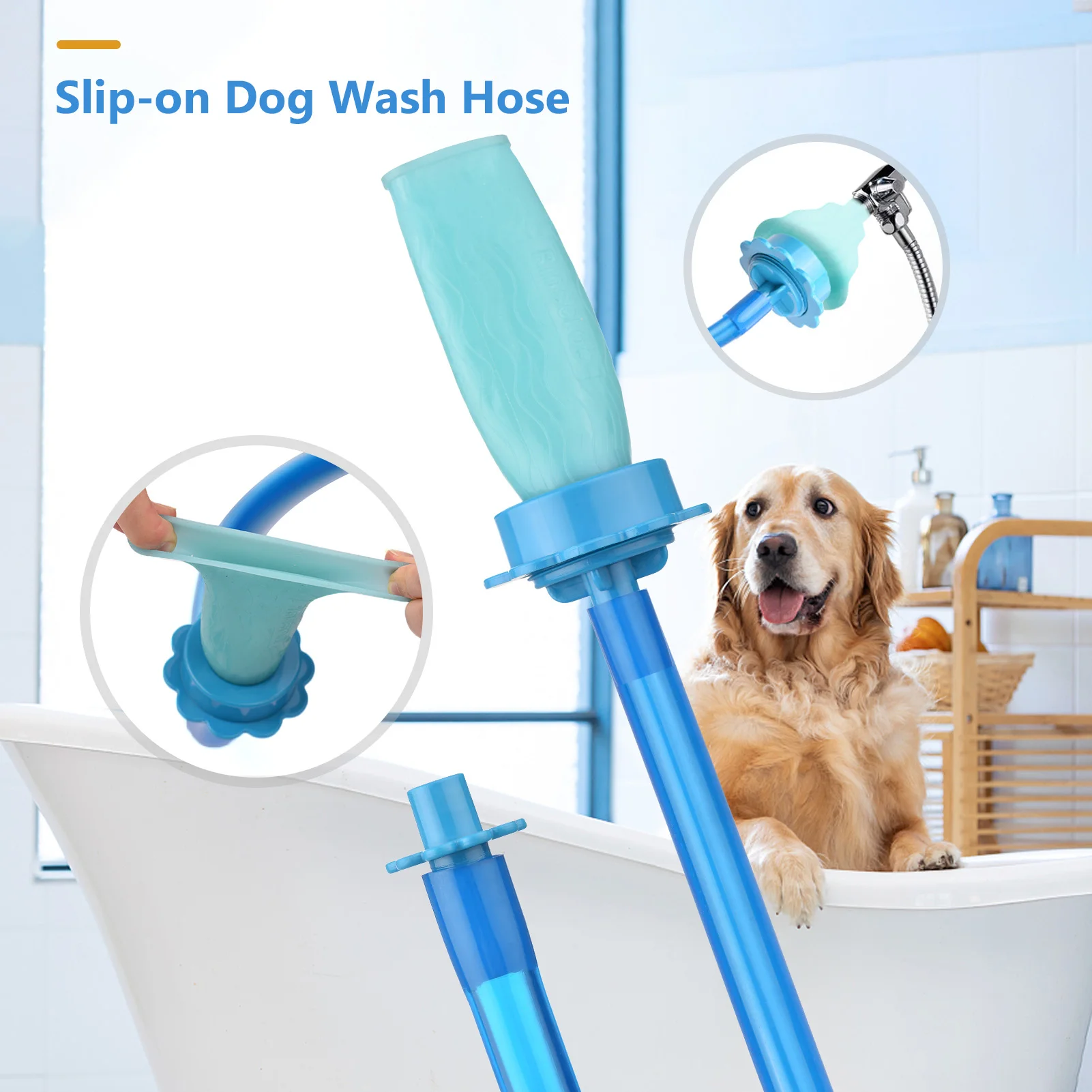 HandheldPetShowerHoseSliponDogWashHoseAttachmentfor