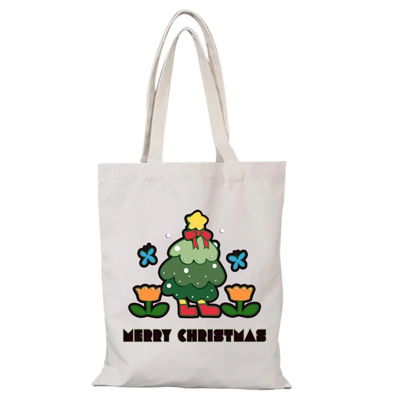 Cartoon Damen Einkaufstasche Weihnachtsgeschenke Einkaufstasche Frau Mode Handtaschen Stofftaschen Eco Shopper Strand Canvas Handtasche Dame – Detail 8