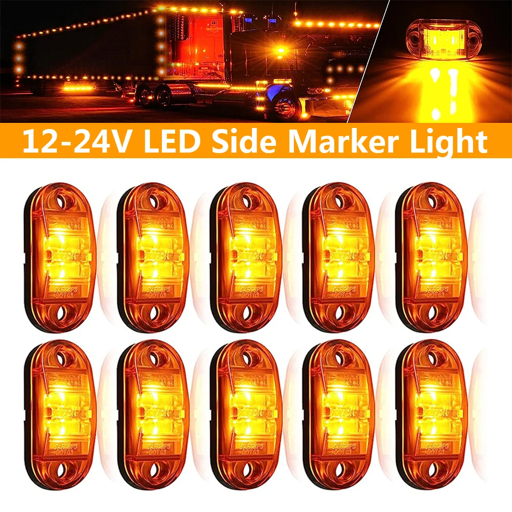 2x 4 LED Feux Gabarit Latéraux Blanc Montage Encastré 12/24V pour