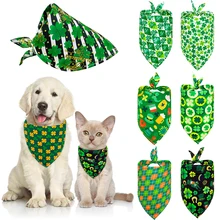 

42*42*65cm Dog Scarf Clover Bandana Pet Cat Lucky Washable Accessory Green Bib Triangular Saliva Towel Grooming Pet Supply