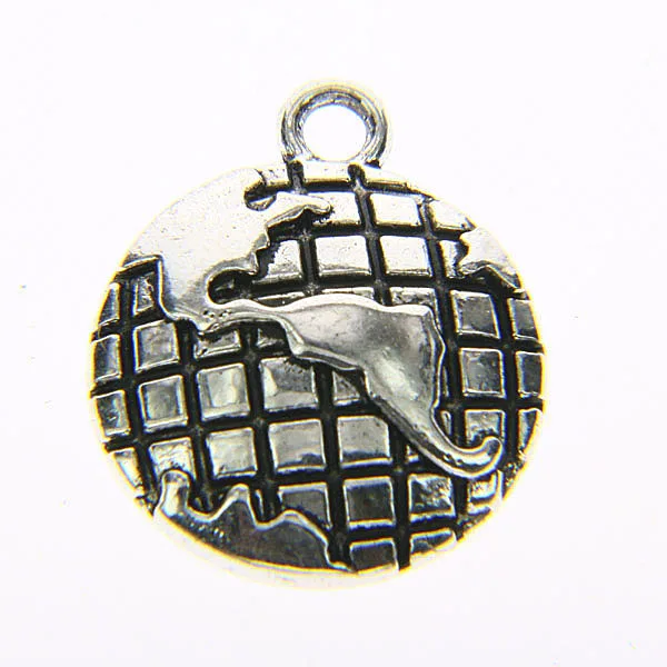 

19mm Tibetan Silver Plated America Map Charm Pendants 10pcs EF3523 Charms for Jewelry Making
