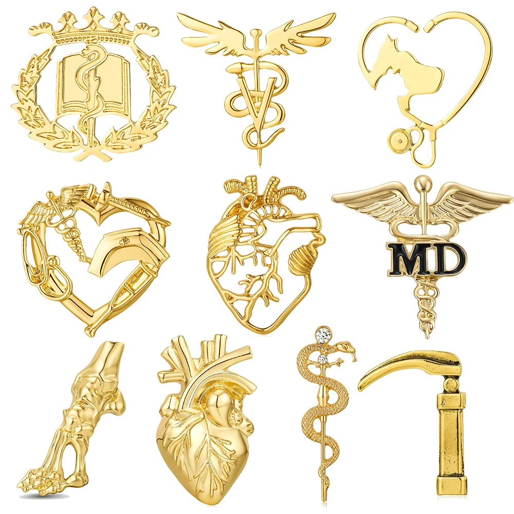 Hanreshe Medizinische gemischte Broschen Pins Großhandel Arzt Krankenschwester Rucksack Kragen Revers Abzeichen Zubehör Medizin Schmuck Geschenke – Detail 1