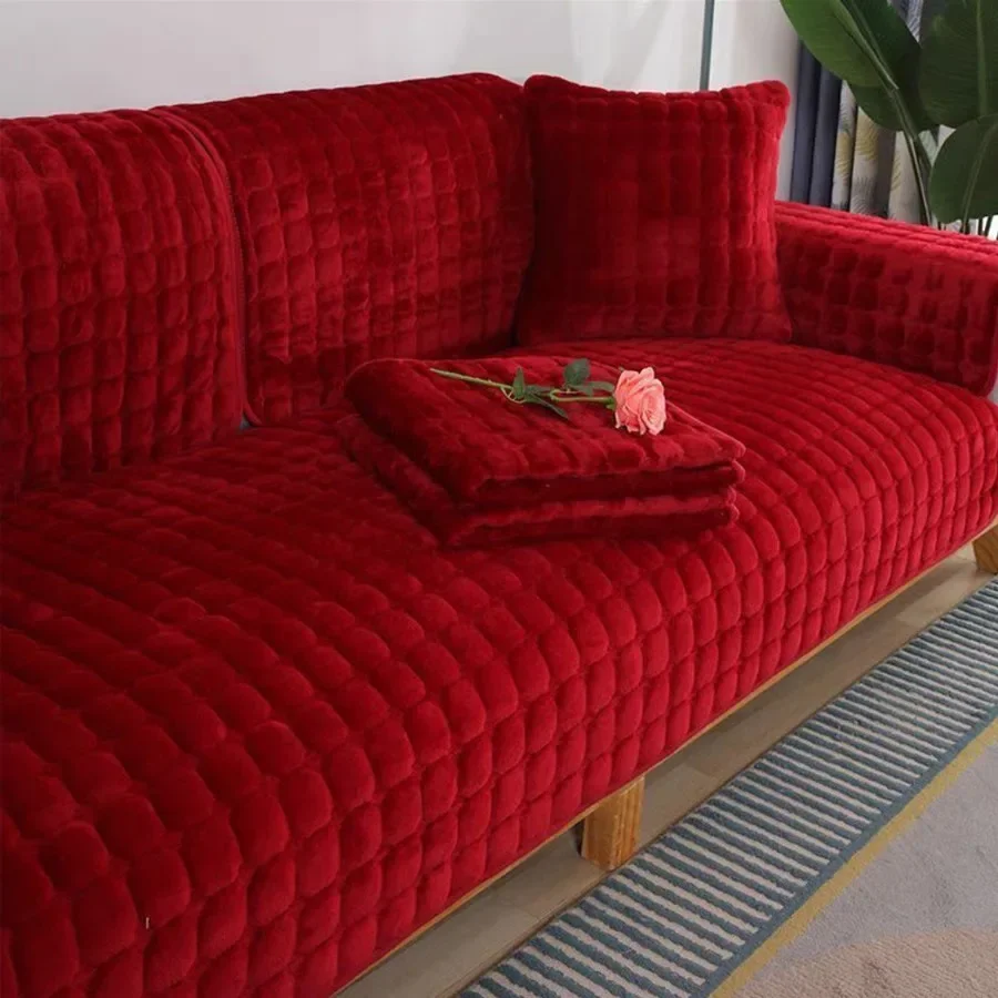 Thickened Plush Sofa Mat Winter Style Anti Slip Black Color Seat Cushion Leather Sofa Special Sofa Cushion Sofa Cover 4
