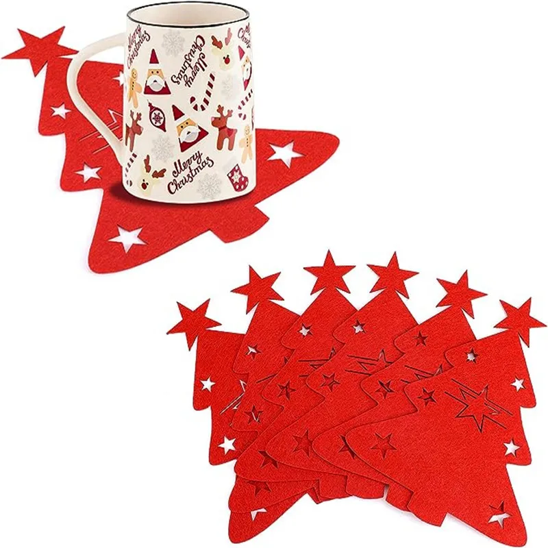 12 Tovagliette Portaposate A Stella In Feltro Per Natale - Sacchetti Per Posate Grigio/Bianco - Decorazioni Tavola Natalizia