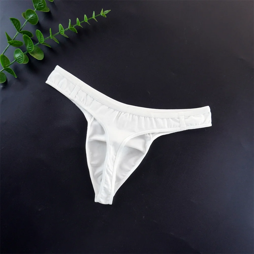 Men's Youth G-String Briefs with Large Pouch - Solid Color Bikini Underwear for Enhanced Comfort
