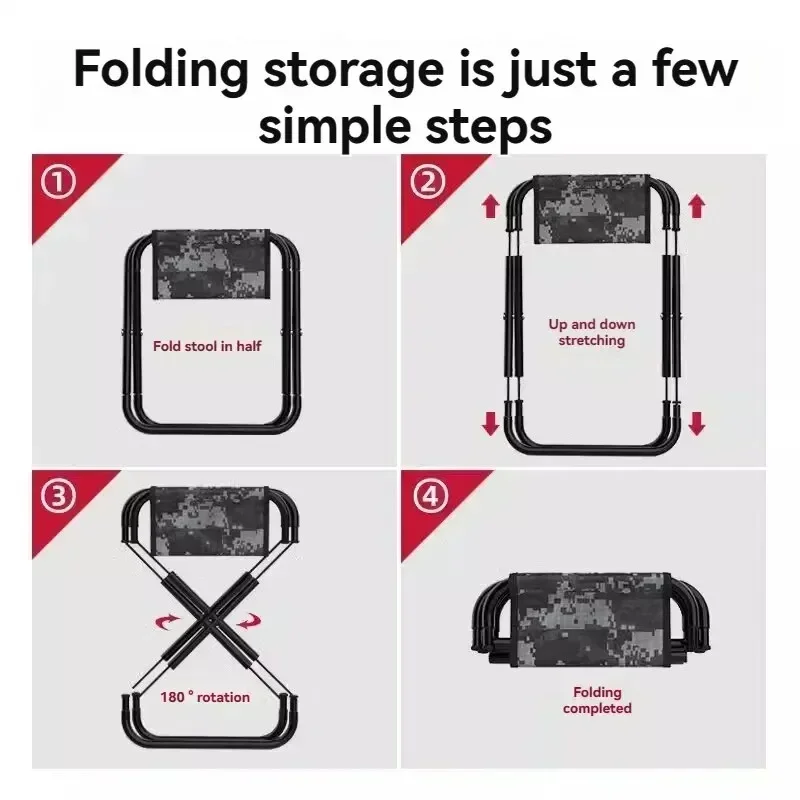 Taburetes Plegables Portátiles para Exteriores   Ideal para Camping  Pesca  Viajes  Telescópico y Ligero 4