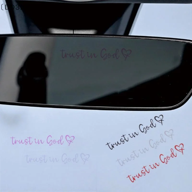 〔DD329〕Trust In God Heart Car Rear View Mirror Sticker Decal Faith Bible Verse Christian Church Auto Vehicle Bumper Decor