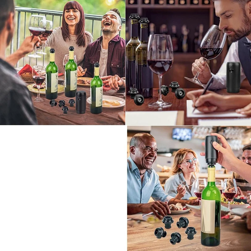 Electric Wine Saver Pump With Wine Stoppers Vacuum Wine Preserver Keep Fresh For Up To 10Days USB Rechargeable wine saver pump