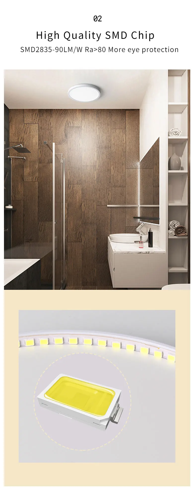 Description Picture 4 of itemLED Ceiling Light Modern Small Round 6W 9W 13W 18W 24W 110V 230V Led Panel Light For Toilet Porch Utility Room Bathroom Lamps