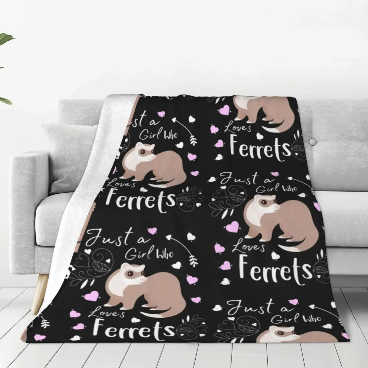 Just A Girl Who Loves Ferrets Fleece Blankets Cute Ferret Lover Gift