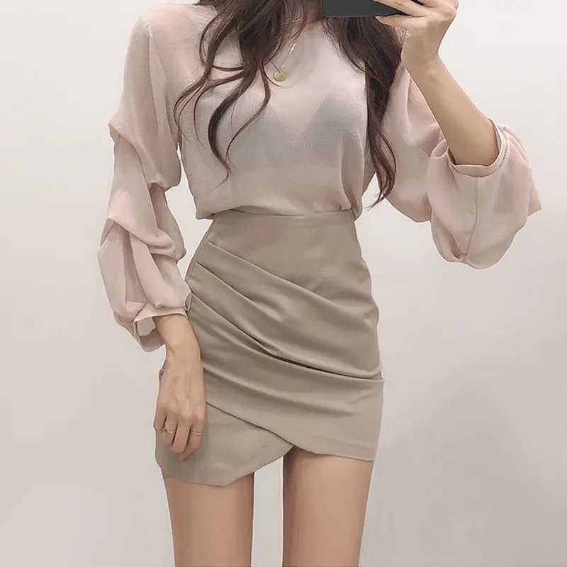 

Summer Short High-Waisted Short Skirt Slimming One-Step Skirt Tight-Fitting Hip Folded Irregular Skirt Women's Clothing