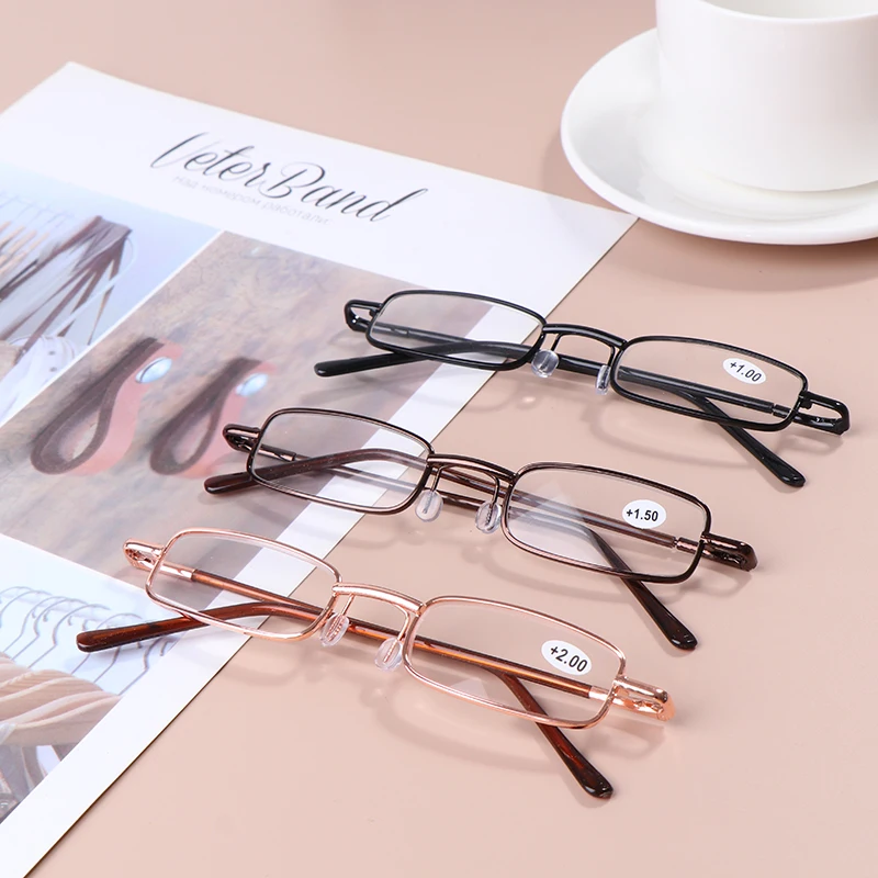 1 шт. модные элегантные портативные мини-очки для чтения с металлической оправой футляр для очков для дальнозоркости с футляром повседневное украшение, очки