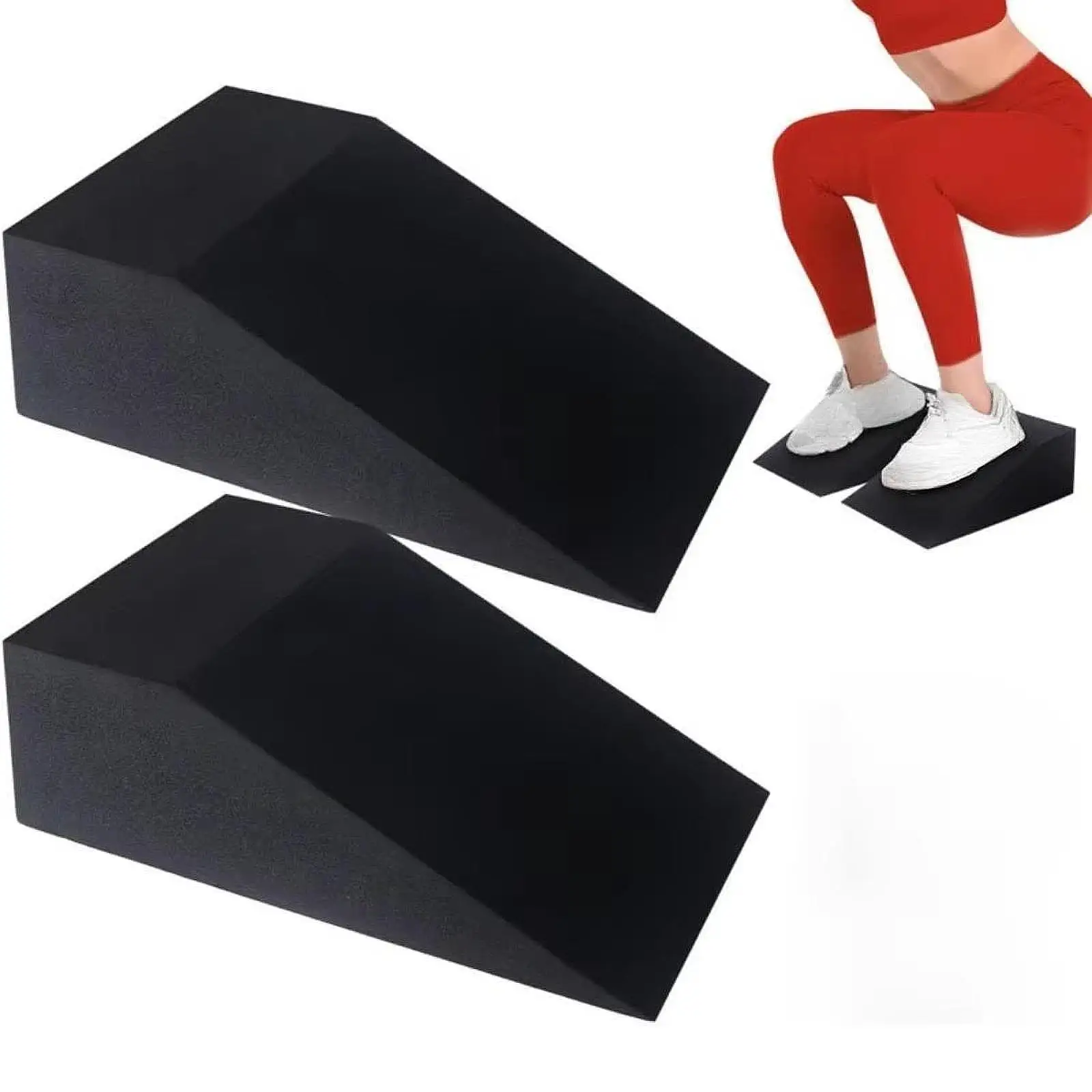 2Pcs 스쿼트 웨지 블록 균형 연습 스쿼트 보드 운동 벽돌 경사 보드 보디 빌딩 운동 발 뒤꿈치 높은 스쿼트
