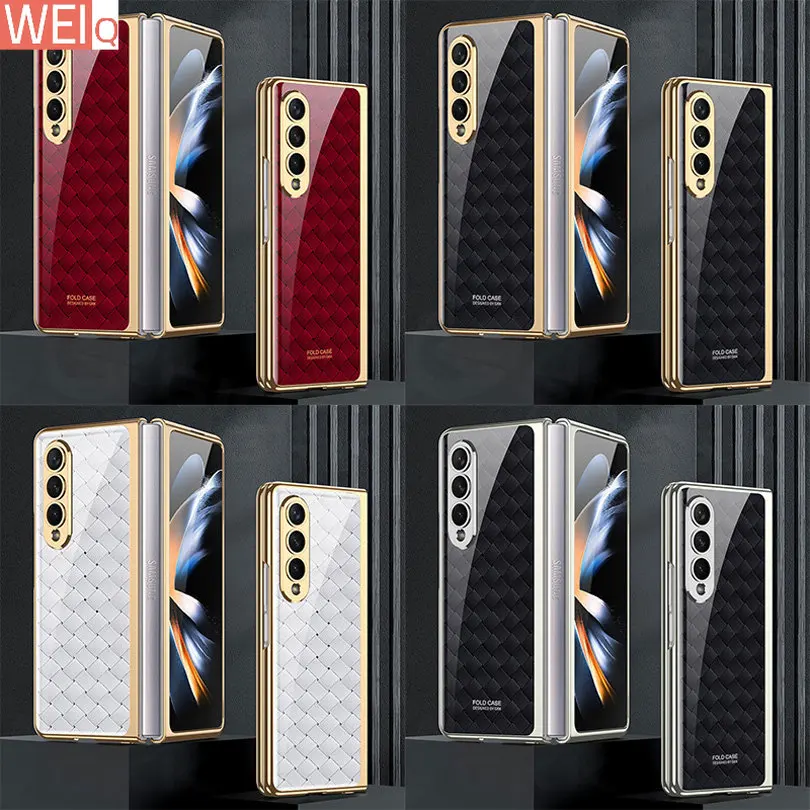 

Роскошный чехол из закаленного стекла с рисунком для Samsung Galaxy Z, Складывающийся в 4 раза, чехол с пластиковой рамкой, жесткий стеклянный чехол для Galaxy Z, Fold4