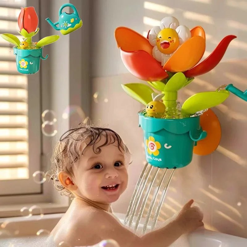 Baby Flowers Bath Toys Water Shower Bathing Toys Water Game for Kids Fun Fun Runflower Bath Avec Kettle Salle De Bain Jouet Pour
