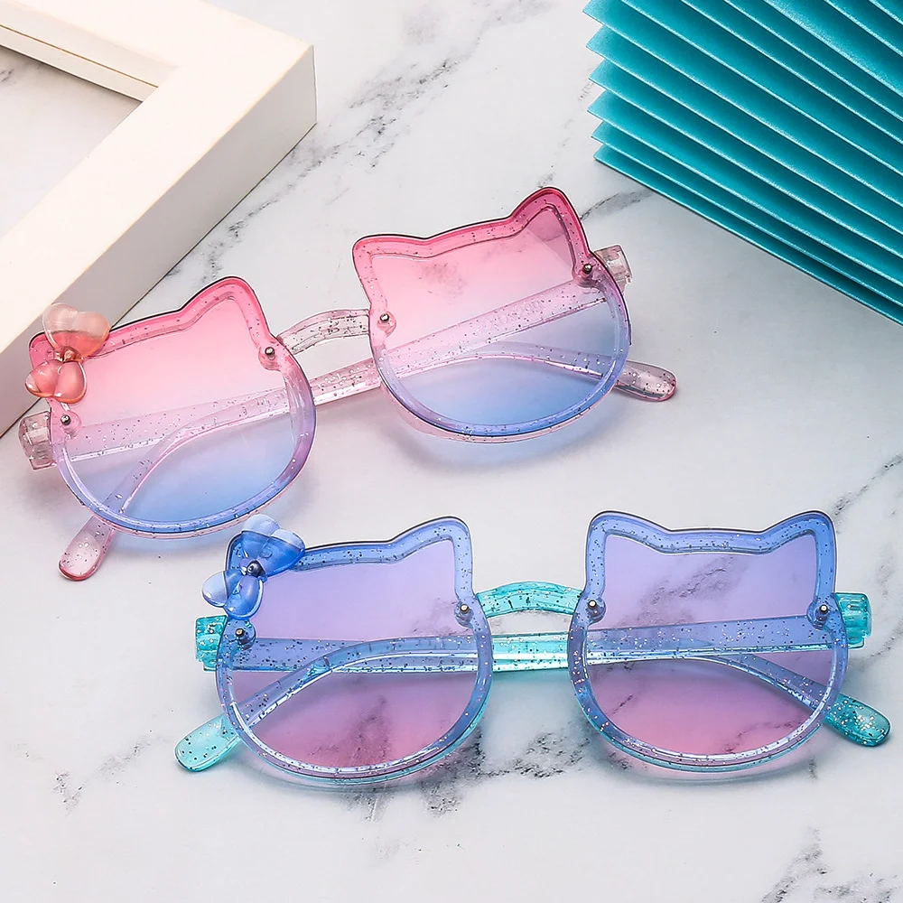 Summer Children Cute Sunglasses Acrylic Bow Outdoor UV Protection Sun Glasses Baby Girls Classic Kids Boy UV400 Eyewear