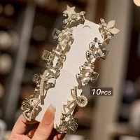 10 alloy rhinestone hair clips, fashionable small grab hair accessories 4