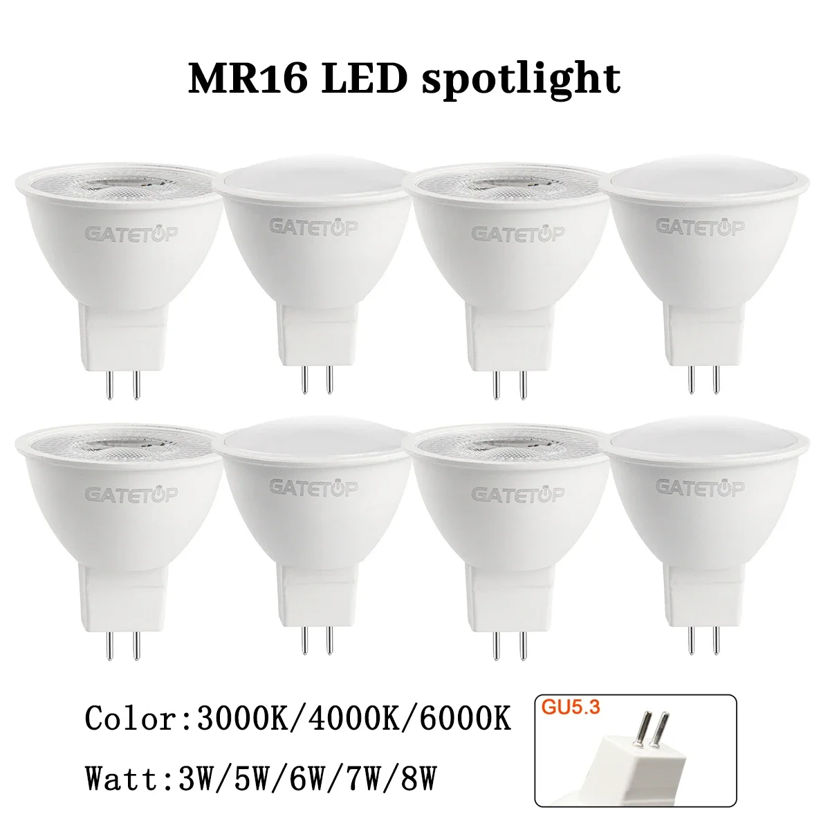 10PCS MR16 LED Spotlight Bulb GU5.3 AC 110V 220V 12V Replace 50W Halogen Lamp Home Derection