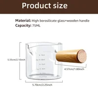 Glass Measuring Cup With Wood Handle 1pc Glass Espresso Measuring Cup Double Single Mouth Milk Coffee Clear Mug Coffee Supplies 5