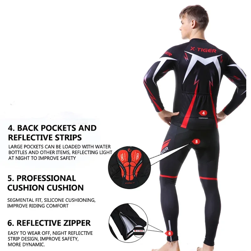Winter Cycling Jerseys Set Long Sleeve Thermal Fleece Bicycle Clothing