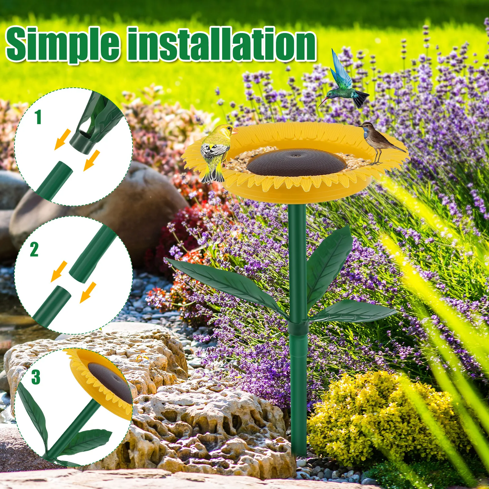 Sunflower Bird Outdoor Feeder Plastic Weather-resistant Hummingbird Feeder Pet Supplies Wild Bird Watcher Garden Decor Stake