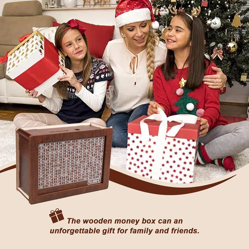 Moneybox Piggy Banks to Save Wooden for Kids Japanese Piggy Bank Money Box Saving Goals Counter Numbers Banknotes Tray Storage 5