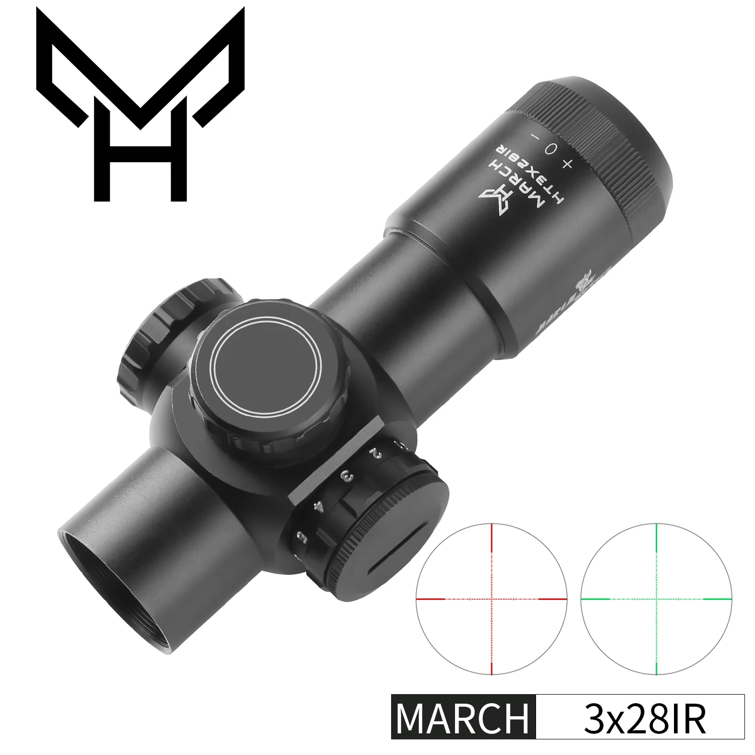 

Фиксированный оптический короткий прицел March H3x28IR, прицел для охоты, снайперской винтовки, страйкбольного оружия, красная точка с креплениями