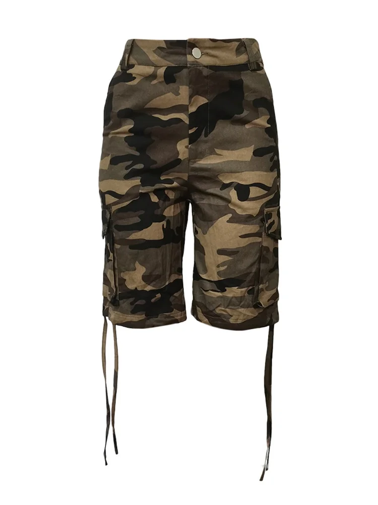 Wmstar Pants Women High Waist Zipper Button Camouflage Fashion Cargo Pockets Shorts Trousers  Summer Wholesale Dropshipping 2025