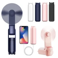 Portable Mini Handheld Fan Small Pocket USB Rechargeable Battery Fan Folding Cooling Hand Mini USB Fan with Power Bank 1