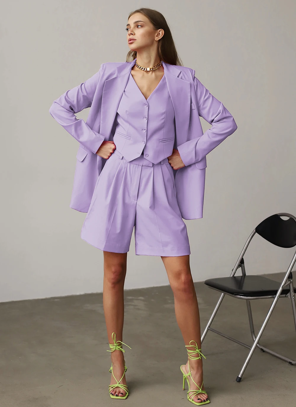 Costume femme 3 pièces ensemble pantalon court affaires décontracté bureau travail tenues veste + gilet + pantalon élégant femmes costume personnaliser