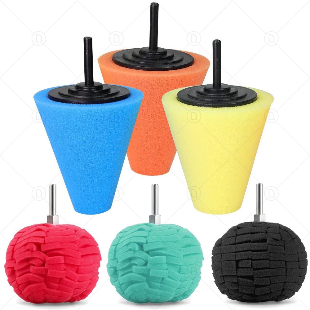 Car Polishing Kit Auto Wheel Polishing Sponge Used Electric Drill Burnishing Ball Polishing Cone Set Car Hub Buffing Sponge Kit car polishing kit
